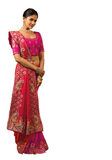 silk embroidered sari fuchsia red