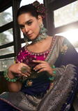 Sneha burgundy Banarasi silk saree
