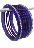 Bracelets Nirali violet – lot de 6 bangles indiens décorés de strass et paillettes scintillants.