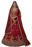 Lehenga rouge bordeaux Deepika avec voile brodé