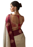 Sari Kavya – Ivoire & Bordeaux