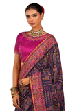 Sari Sharadha violet avec pierres et miroirs