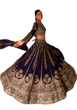 Lehenga indien prune brodé sequins or – Narkis Fashion