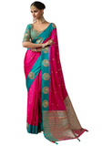 Sari Ishani – Rose Fuchsia & bleu vert
