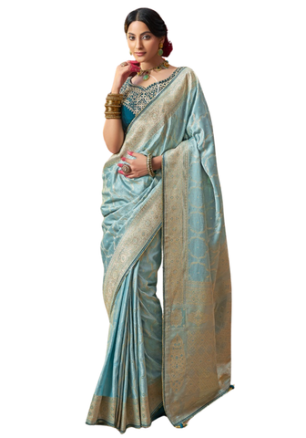 Sari traditionnel bleu Akirah
