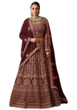 Lehenga mariée bordeaux Mahjabeen