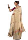 Sneha burgundy Banarasi silk saree