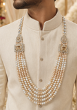 Mala homme Aarav perles ivoire champagne porté avec sherwani mariage