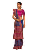 Sari Sharadha bleu royal brodé avec pierres et miroirs