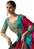 Sari Ishani – Rose Fuchsia & bleu vert