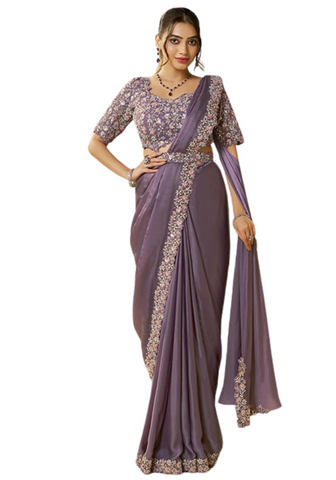 Sari Prêt Mauvika – Mauve Élégance