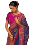 Sari Sharadha bleu royal brodé avec pierres et miroirs