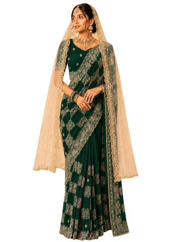 Beautiful trendy yellow orange Leena saree