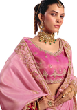 Sari Indien Rose Poudré brodé - Saanvi - Narkis Fashion