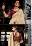 Sneha burgundy Banarasi silk saree