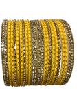 Bracelets indiens jaunes et dorés Zoya avec détails scintillants.