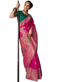 Sari mariage rose magenta Rajshree