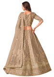 Jupe taupe broderies dorées lehenga élégant
