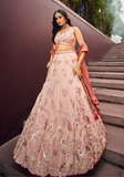 Lehenga invitée mariage rose poudré Narkis Fashion