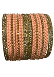  Bracelets indiens Zoya pêche et doré pour les deux poignets.