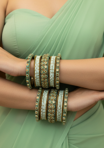 Bracelets Heera – Vert menthe - Lot pour 2 mains