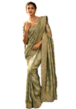 Olive green Indian wedding saree