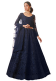 Lehenga nuptial bleu marine Farisha