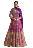 Robe indienne Inaya violet fuchsia brodée