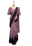 Sari Anita - Chiffon shimmer Prune et Lilas - Narkis Fashion