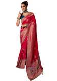 Sneha burgundy Banarasi silk saree