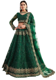 Lehenga Benisha vert émeraude brodé