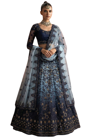 Lehenga bleu brodé strass collection Fairy Tal