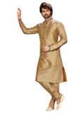 Akshay Golden Beige Indian Men's Kurta - Size 44