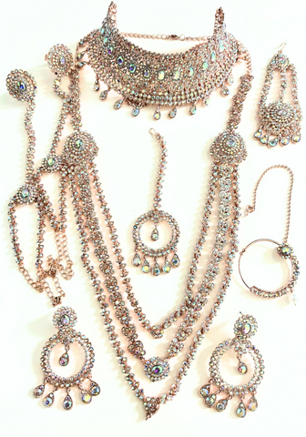 Sridevi Wedding Set - Green and Golden White - 8 pieces
