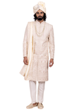 sherwani Jehangir ivoire doré – tenue de mariage indienne homme brodée