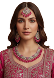 Parure bijou Indien rose fuchsia Sareeka