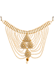 Bijou de dos perlé blanc et doré avec cristaux pour bustier de lehenga, sari, robe de mariée ou robe de soirée – Accessoire mariage Narkis Fashion