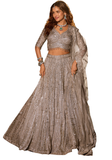 lehenga mariage gris argent brodé main Anvika