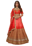 Lehenga Vanitha – Rouge & Saumon | Tailles 38, 40, 42, 44