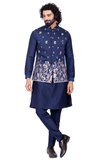 ensemble Kurta Nasir – tenue indienne homme bleu marine brodée