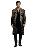 sherwani noir homme mariage broderies dorées luxe
