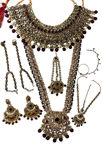 Sridevi Wedding Set - Green and Golden White - 8 pieces
