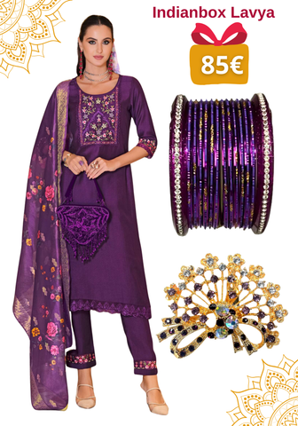 Coffret Salwar Prune – Indianbox Lavya