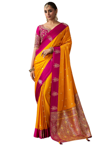 Sari Ahalya – Jaune & Fuchsia