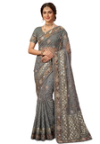 Sari Meeralini gris fumé prêt-à-porter