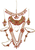 Parure Mariée rouge doré Sridevi 9 pcs