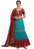Bollywood lehenga vert et bordeaux Sushmita - Narkis Fashion