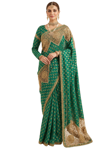 Sari Anissa – Élégance Royale Vert Émeraude - Narkis Fashion