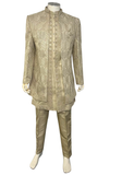 Sherwani homme Akshay doré – ensemble 3 pièces avec veste brodée et pantalon assorti