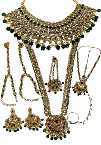 Sridevi Wedding Set - Green and Golden White - 8 pieces
